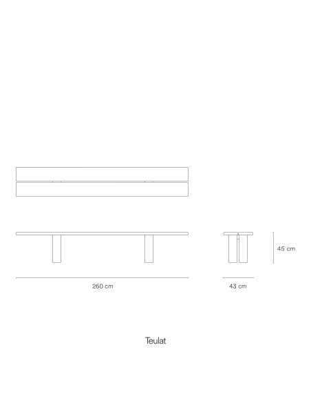 Mesa Rectangular BANDA 260x100 cm, Negro - Teulat