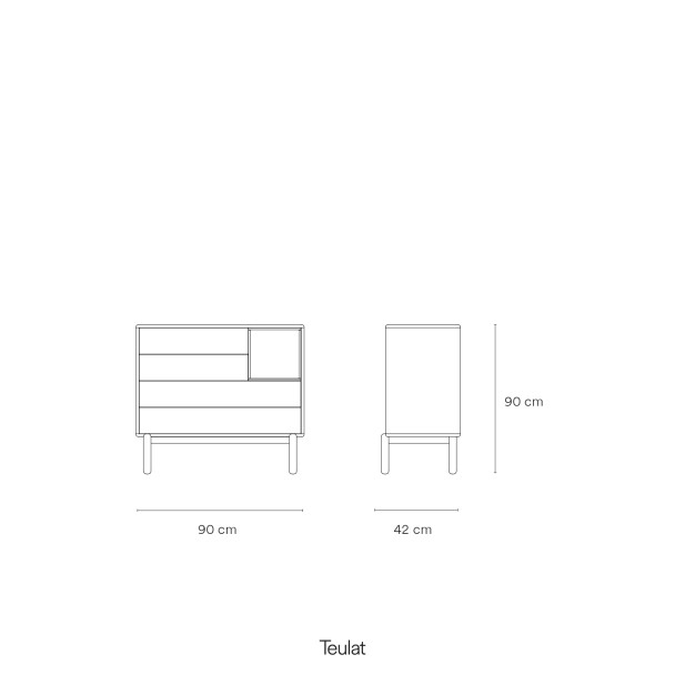 Cómoda CORVO 90 cm, Gris Perla - Teulat Cómoda CORVO 90 cm, Gris Perla - Teulat