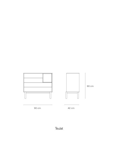 Cómoda CORVO 90 cm, Gris Perla - Teulat