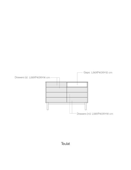 Cómoda CORVO 120 cm, Gris Antracita - Teulat