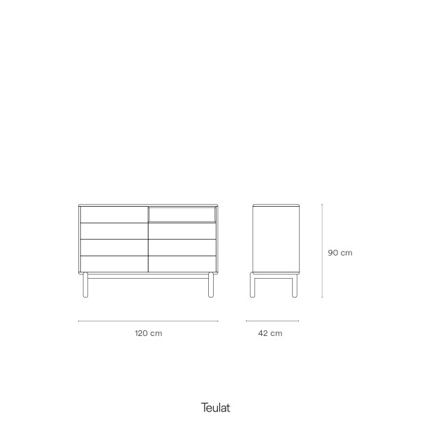 Cómoda CORVO 120 cm, Gris Perla - Teulat Cómoda CORVO 120 cm, Gris Perla - Teulat