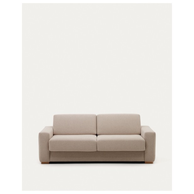 Sofá cama Anley 3 plazas beige y patas de madera maciza de haya 224 cm FSC Mix Credit - Kave Home