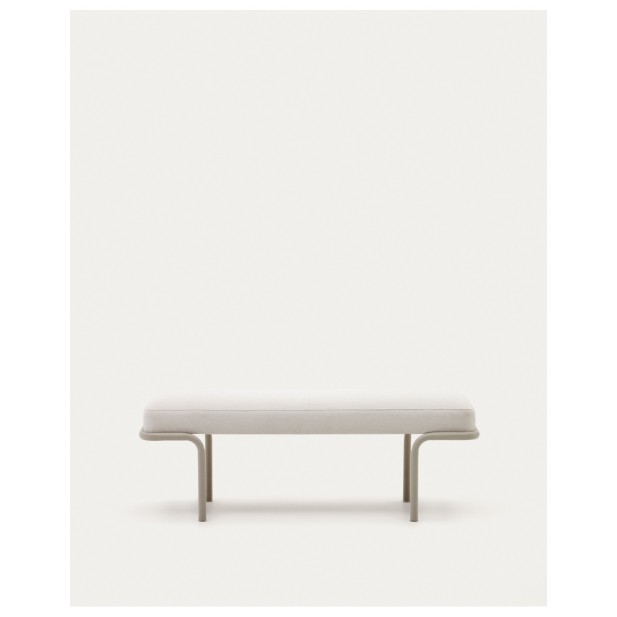 Banco Compo de chenilla beige y estructura de metal beige 130 cm - Kave Home