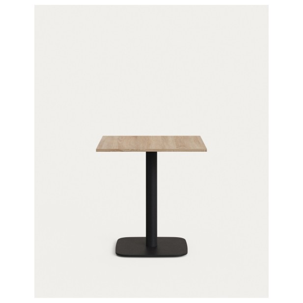Mesa Dina melamina acabado natural con pie de metal acabado pintado negro 70 x 70 x 70 cm - Kave Home