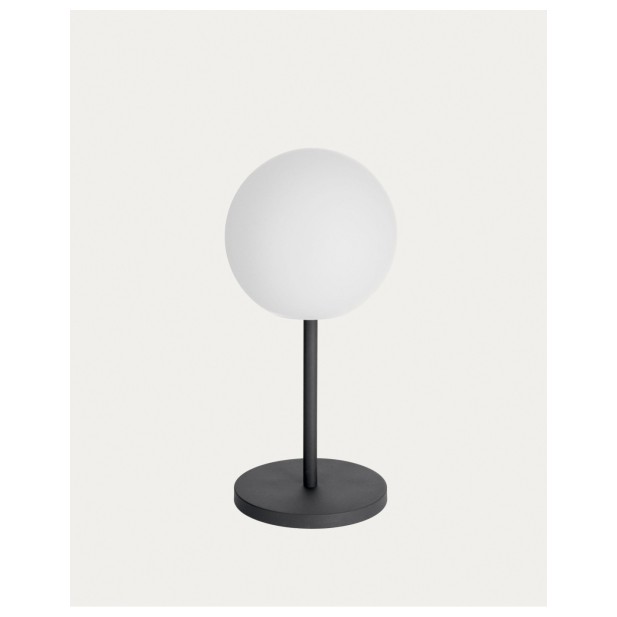Lámpara de mesa de exterior Dinesh de acero negro - Kave Home