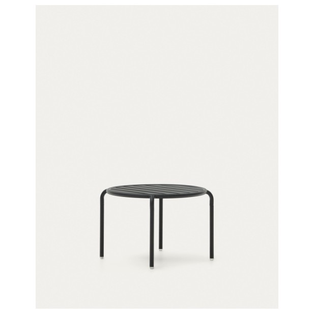 Mesa auxiliar de exterior Joncols de aluminio con acabado pintado gris Ø 60 cm - Kave Home