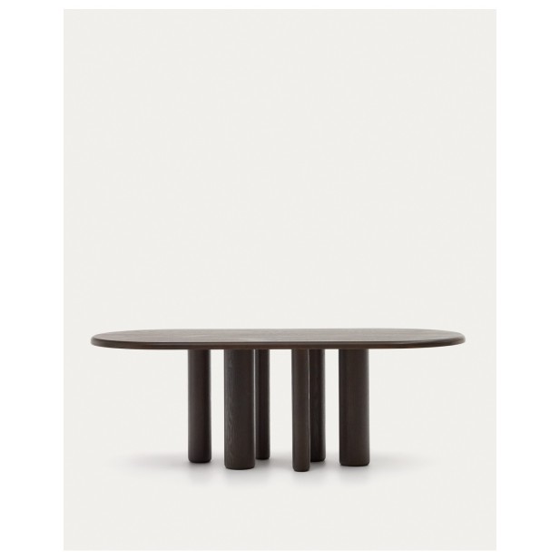 Mesa ovalada Mailen en chapa de fresno con acabado oscuro Ø 220 x 105 cm - Kave Home