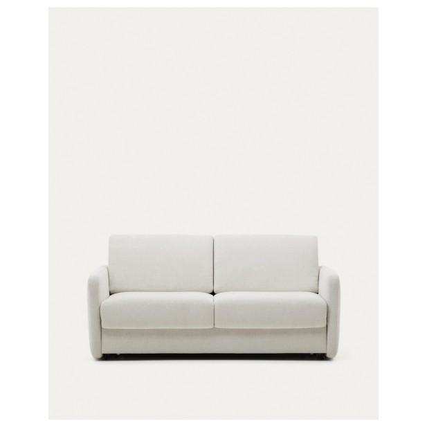 Sofá cama Nuala 3 plazas de chenilla color perla 204 cm - Kave Home