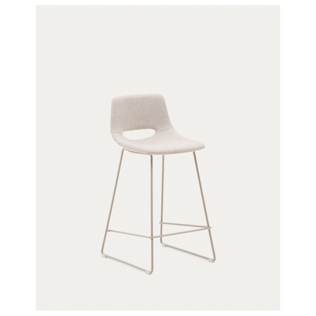 Taburete Zahara beige y acero con acabado beige altura 65 cm - Kave Home