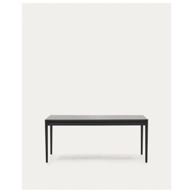 Mesa extensible Lenon de chapa y madera maciza de roble negro 160(200)x90cm FSC Mix Credit - Kave Home