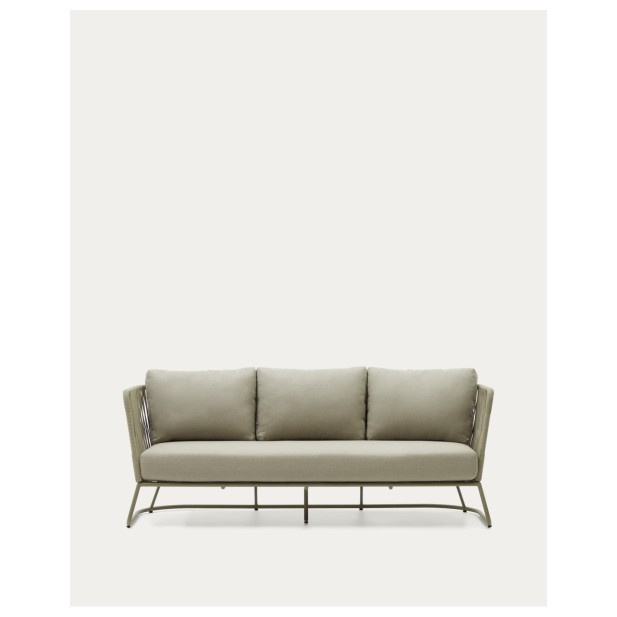 Sofá 3 plazas de exterior Saconca de cuerda y acero galvanizado verde 189 cm - Kave Home
