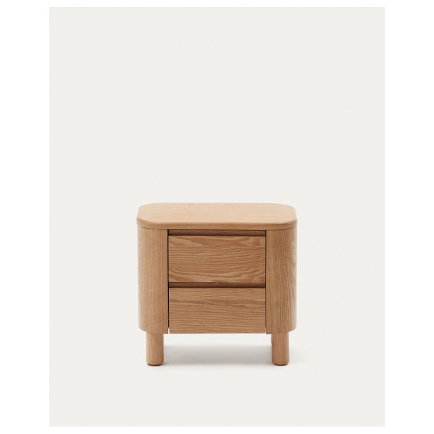 Mesita de noche Salaya de madera contrachapada de fresno FSC Mix Credit 55 x 50 cm - Kave Home