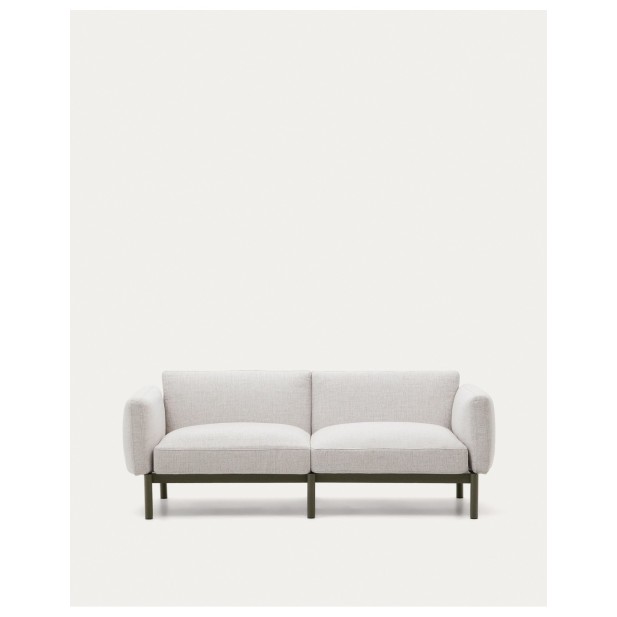 Sofá modular de exterior Sorells 2 plazas con tapizado beige y aluminio verde 201 cm - Kave Home