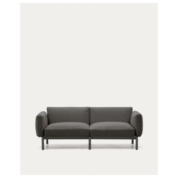 Sofá modular de exterior Sorells 2 plazas con tapizado gris y aluminio gris 201 cm - Kave Home