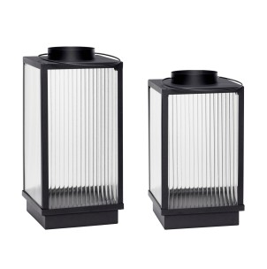 Set 2 Faroles RIPPLE, Negro - Hübsch. Vackart. 991125