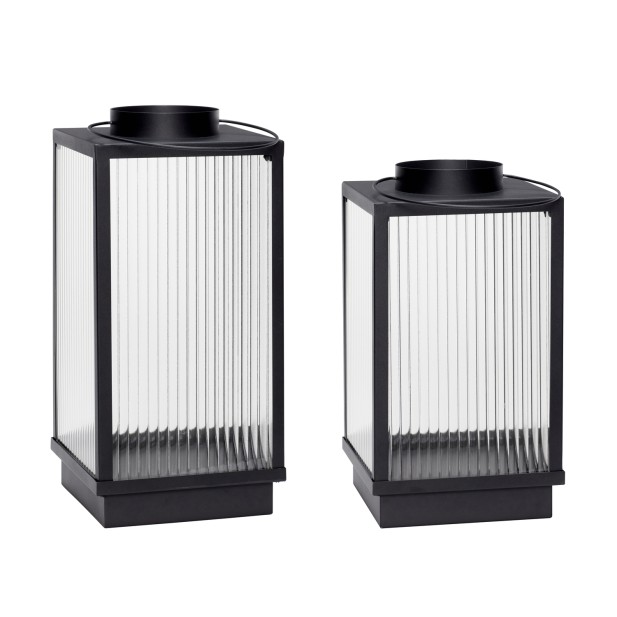 Set 2 Faroles RIPPLE, Negro - Hübsch. Vackart. 991125