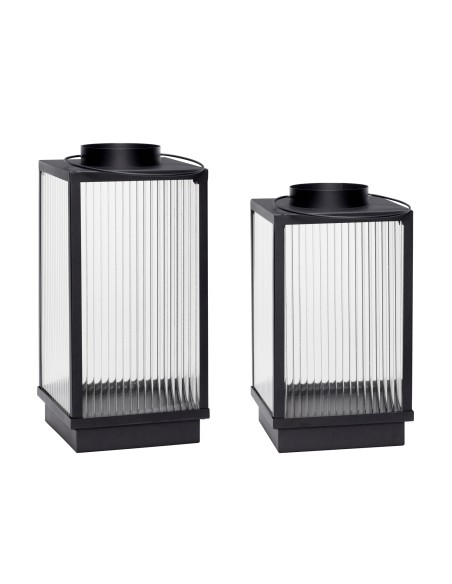 Set 2 Faroles RIPPLE, Negro - Hübsch. Vackart. 991125