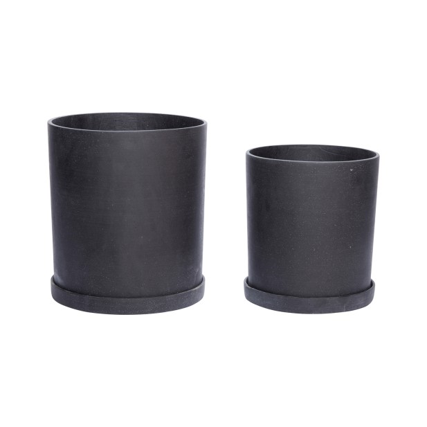 Macetas PODIUM Mediana Negra (Set de 2) - Hübsch