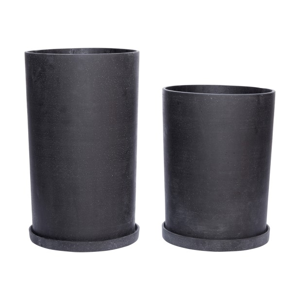 Macetas PODIUM Grande Negra (Set de 2) - Hübsch