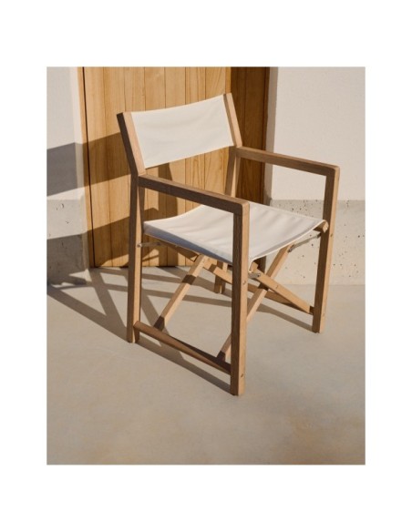 Silla plegable de exterior Vilara blanco de madera maciza de acacia FSC 100% - Kave Home