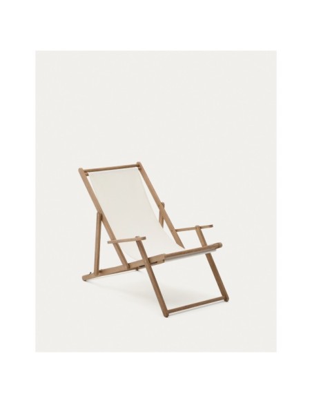 Hamaca plegable de exterior Vilara blanco de madera maciza de acacia FSC 100% - Kave Home