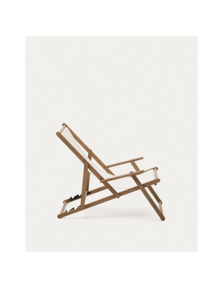 Hamaca plegable de exterior Vilara blanco de madera maciza de acacia FSC 100% - Kave Home