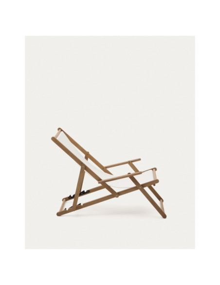 Hamaca plegable de exterior Vilara blanco de madera maciza de acacia FSC 100% - Kave Home