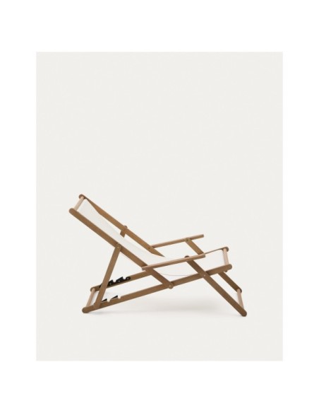 Hamaca plegable de exterior Vilara blanco de madera maciza de acacia FSC 100% - Kave Home