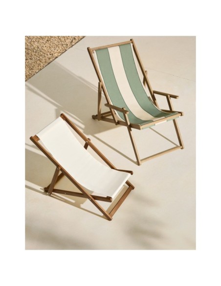 Hamaca plegable de exterior Vilara blanco de madera maciza de acacia FSC 100% - Kave Home