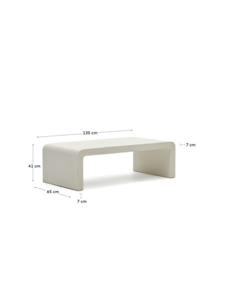 Mesa de centro Aiguablava de cemento blanco 135 x 65 cm - Kave Home