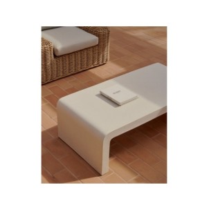 Mesa de centro Aiguablava de cemento blanco 135 x 65 cm -... 2