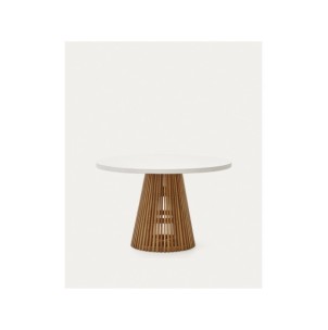 Mesa redonda de exterior Alcaufar de madera maciza de...