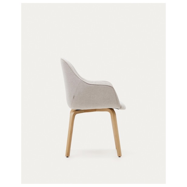 Silla Aleli de chenilla beige y patas...