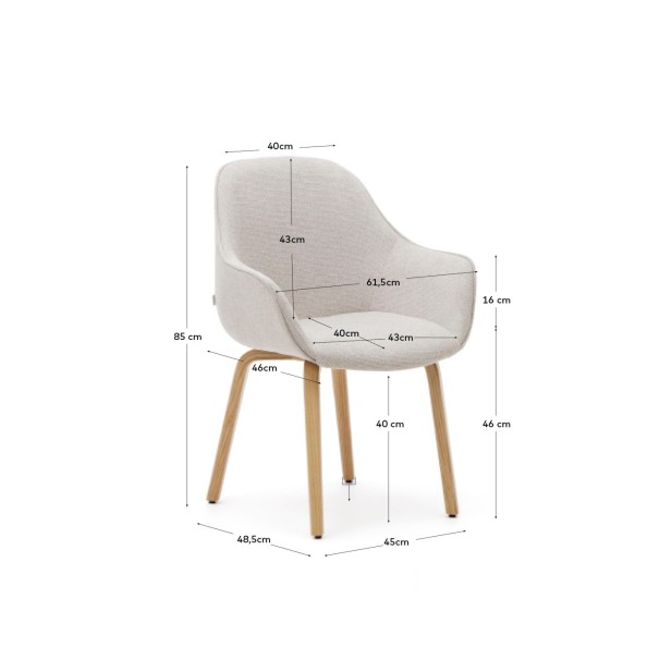 Silla Aleli de chenilla beige y patas...