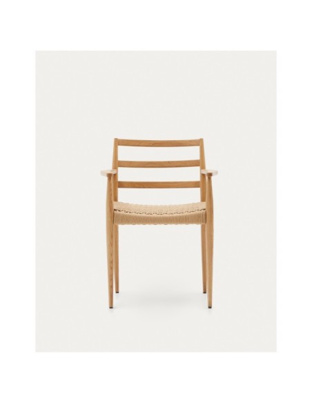 Silla Analy reposabrazos madera maciza de roble acabado natural asiento cuerda FSC 100% - Kave Home