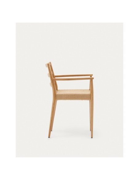 Silla Analy reposabrazos madera maciza de roble acabado natural asiento cuerda FSC 100% - Kave Home
