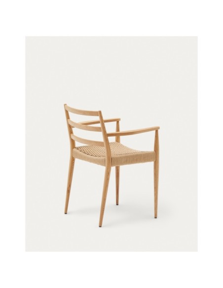 Silla Analy reposabrazos madera maciza de roble acabado natural asiento cuerda FSC 100% - Kave Home