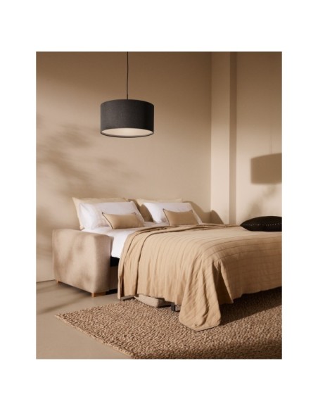 Sofá cama Anley 3 plazas beige y patas de madera maciza de haya 224 cm FSC Mix Credit - Kave Home