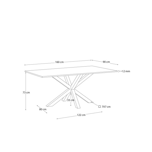 Mesa Argo de cristal negro mate y...