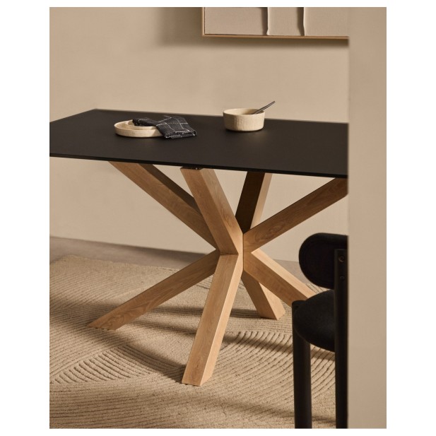 Mesa Argo de cristal negro mate y...