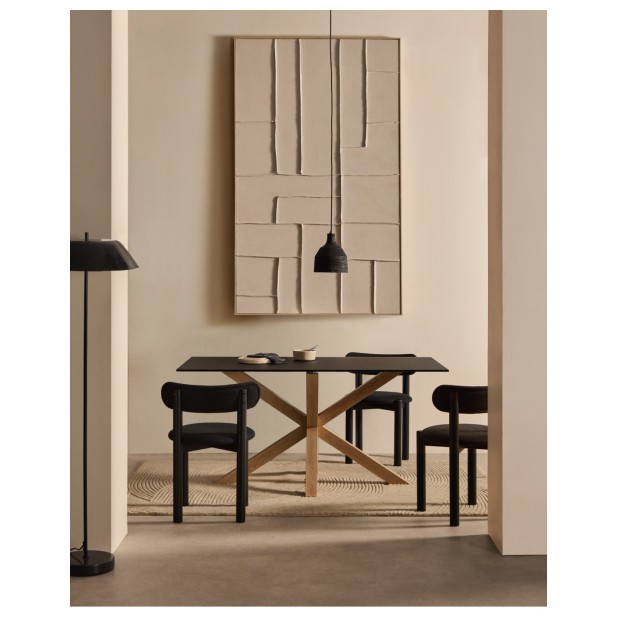 Mesa Argo de cristal negro mate y...