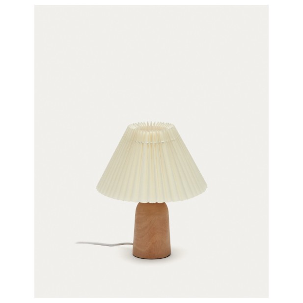 Lámpara de mesa Benicarlo de madera con acabado natural y beige - Kave Home