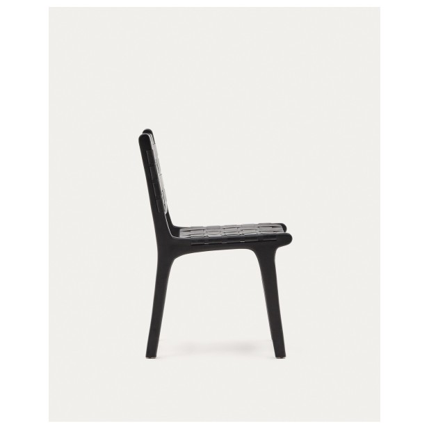 Silla Calixta de piel y madera maciza...