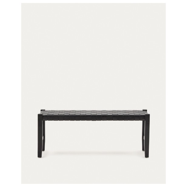 Banco Calixta de piel y madera maciza...