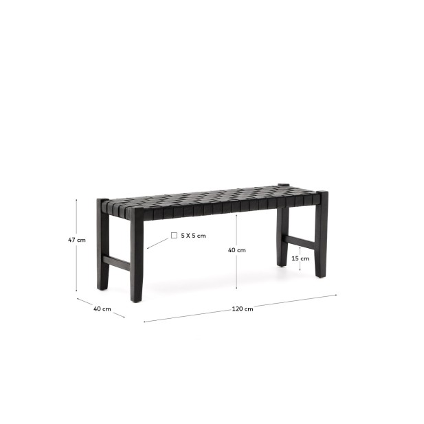 Banco Calixta de piel y madera maciza...