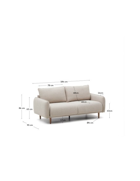 Sofá Carlota 2 plazas beige 184 cm FSC Mix Credit - Kave Home