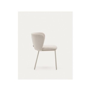 Silla Ciselia de chenilla beige y acero beige FSC Mix... 2