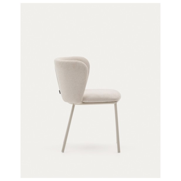 Silla Ciselia de chenilla beige y...