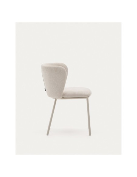 Silla Ciselia de chenilla beige y acero beige FSC Mix Credit - Kave Home