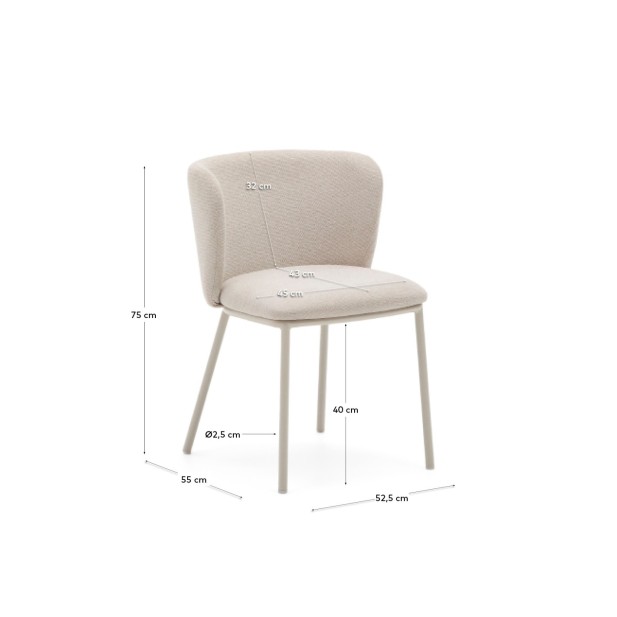 Silla Ciselia de chenilla beige y...